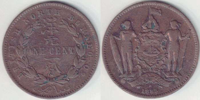 1885 H British North Borneo 1 Cent A005139